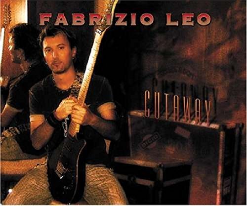 Fabrizio Leo holding an electric guitar on the Cutaway album cover.