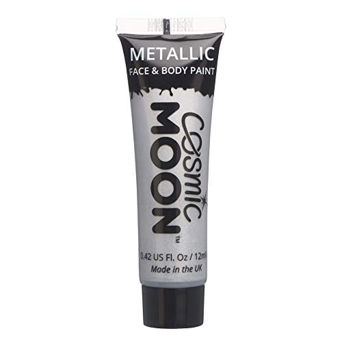 A silver Cosmic Moon metallic face and body paint tube on a white background.