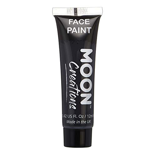 Black tube of Moon Creations face paint, 12ml volume.