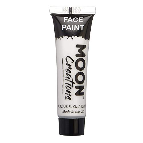 White face paint tube with black lettering, labeled "Moon Creations".