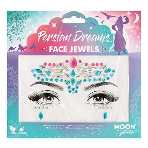 Persian Dreams face jewels with colorful adhesive gems arranged for the forehead and eyes.