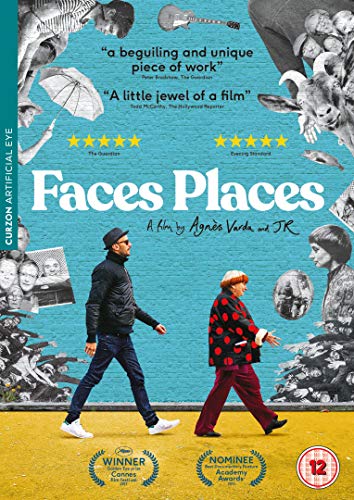 "Faces Places" DVD cover featuring a man and elderly woman walking together.
