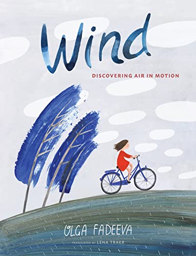 Book cover: girl on a red bicycle with windy, blue trees.