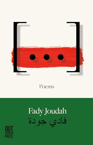 Book cover with red brushstroke, black brackets, and text by Fady Joudah.