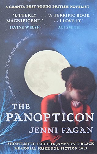 Book cover for The Panopticon showing a girl in red against a moonlit sky.