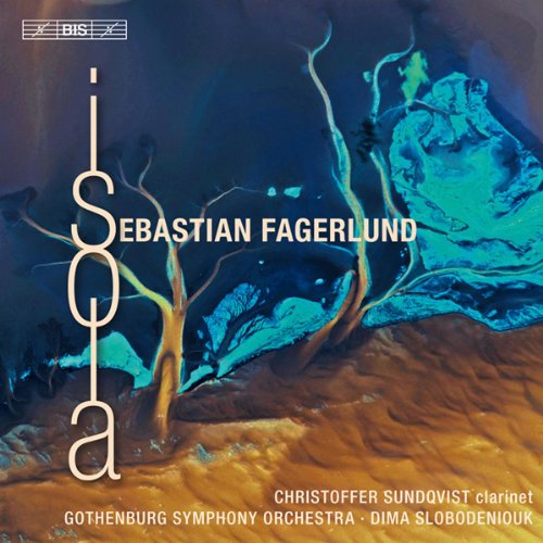 Album cover for Isola by Sebastian Fagerlund featuring abstract blue and brown landscape art.