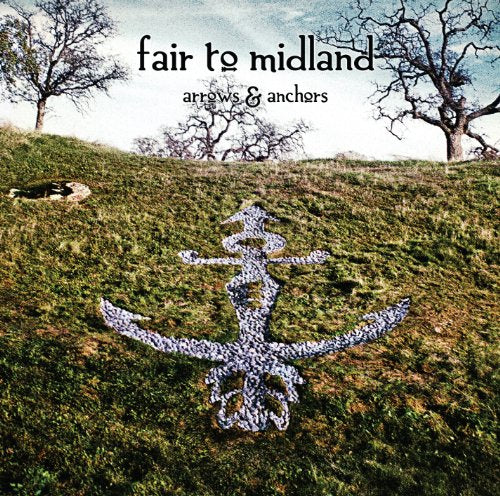 Album cover for Fair To Midland’s “Arrows and Anchors” with grassy hill and anchor.