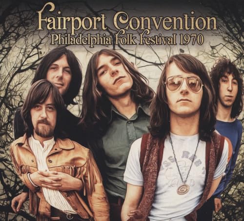 Fairport Convention band portrait from 1970, with a wintry background.