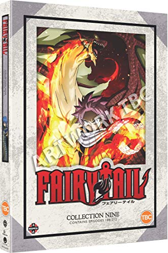 Fairy Tail Collection 9 DVD cover featuring Natsu Dragneel surrounded by flames and dragons.