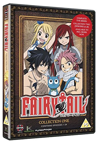 "Fairy Tail" DVD case featuring anime characters on a brown background with red title.