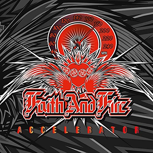 Red and black album cover with eagle, speedometer, and band name.