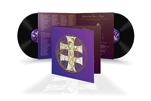 Two vinyl records with purple album cover featuring a golden cross design.
