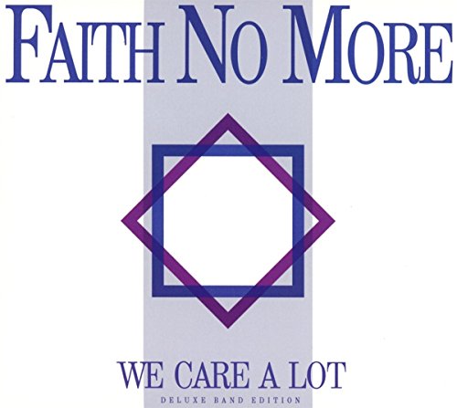 Faith No More “We Care A Lot” album cover with purple geometric design.