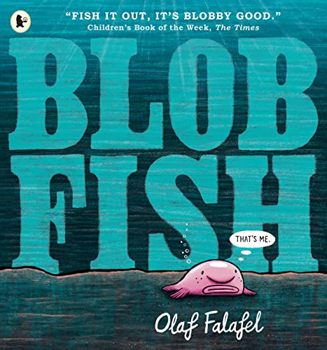 Book cover featuring a pink, sad-looking blobfish with text "Blobfish.