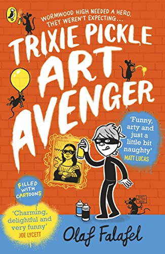 Book cover: masked figure spray-painting a Mona Lisa with monkeys.