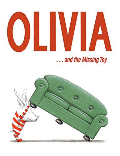 Book cover: Olivia the pig under a green sofa.