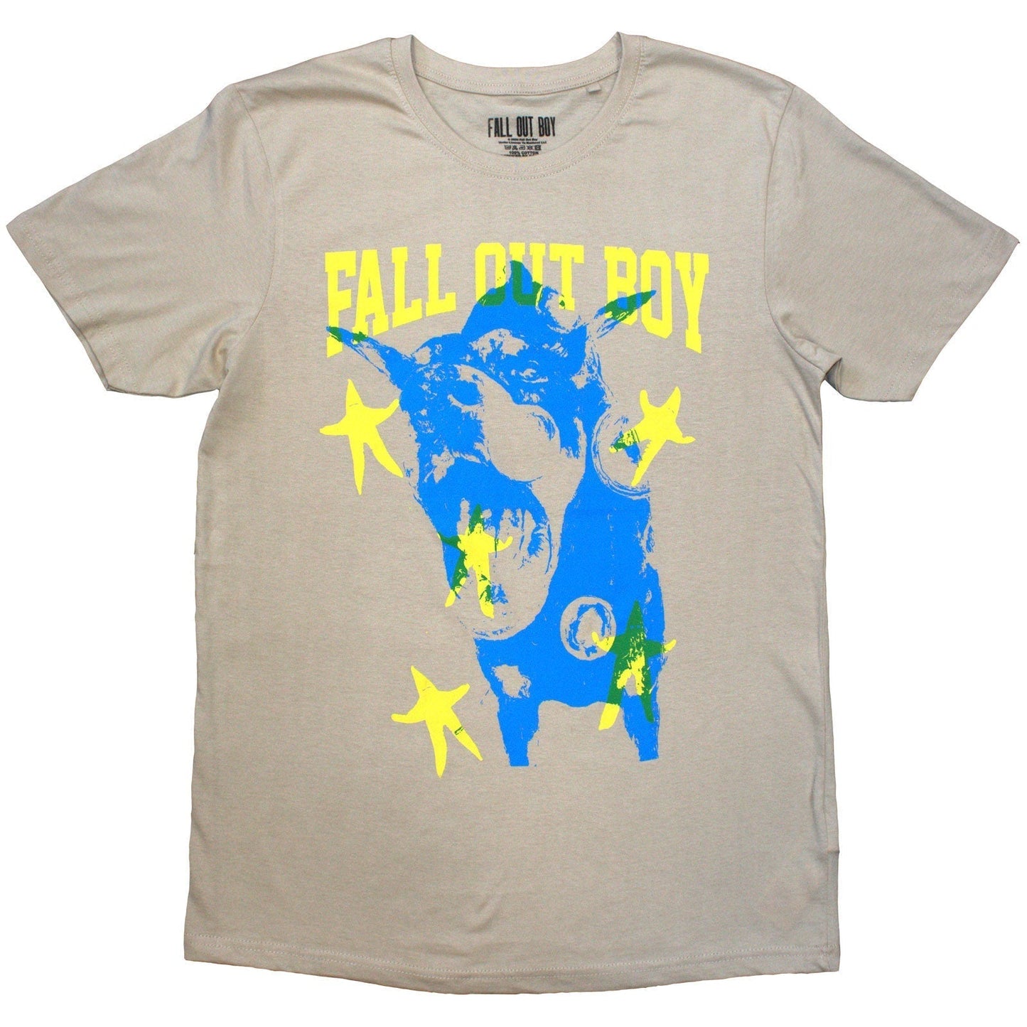 Fall Out Boy t-shirt, medium size, featuring a dog graphic on the front.