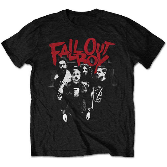 Black t-shirt with distressed Fall Out Boy logo, size medium.