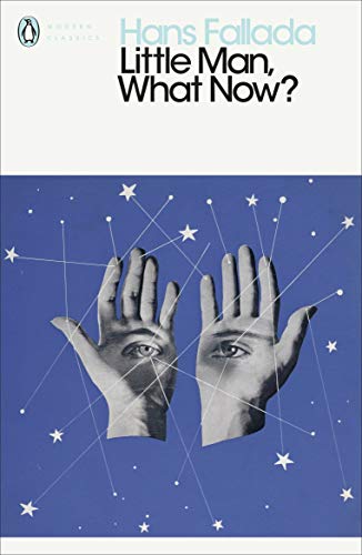 Book cover: "Little Man, What Now?" with hands and stars.