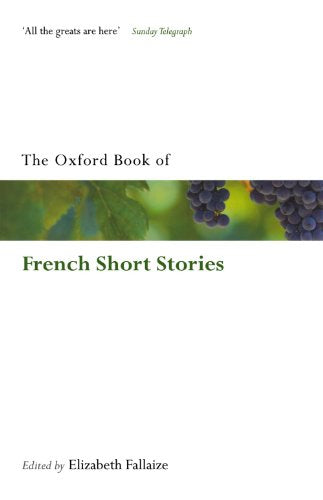 Book cover: "The Oxford Book of French Short Stories" with grapes.