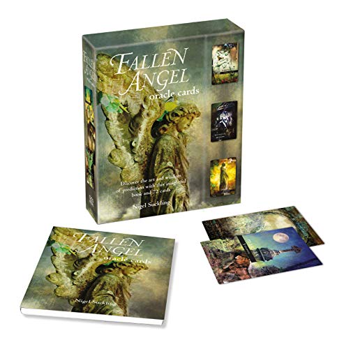 Fallen Angel Oracle Cards box set with a guidebook and several illustrated oracle cards.