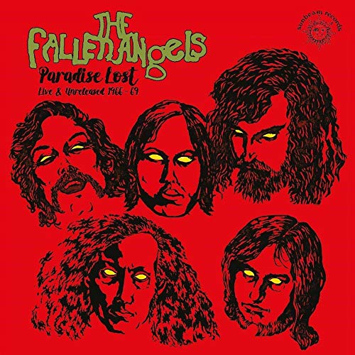 Red album cover featuring illustrated portraits of four long-haired men.