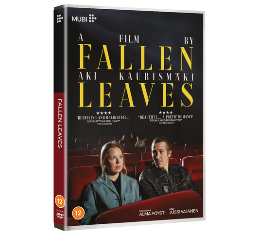 DVD cover for Fallen Leaves showing a man and woman in a movie theater.