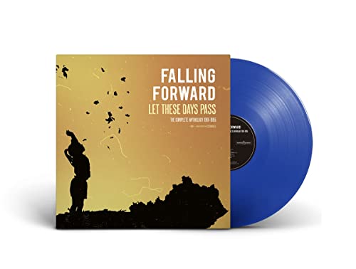 Falling Forward vinyl record with yellow cover art and blue disc.