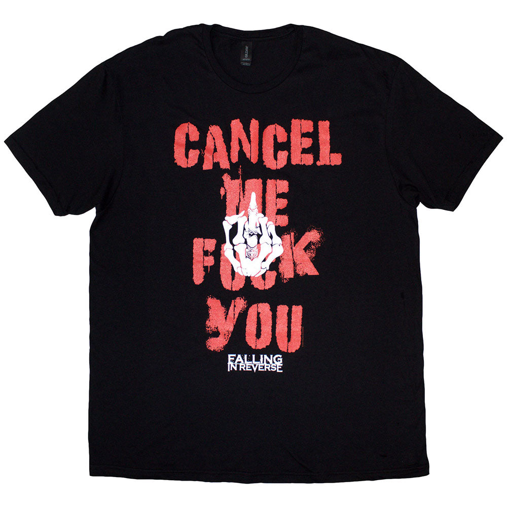 Black t-shirt with “Falling In Reverse” and “Cancel Me” text, size XX-Large.