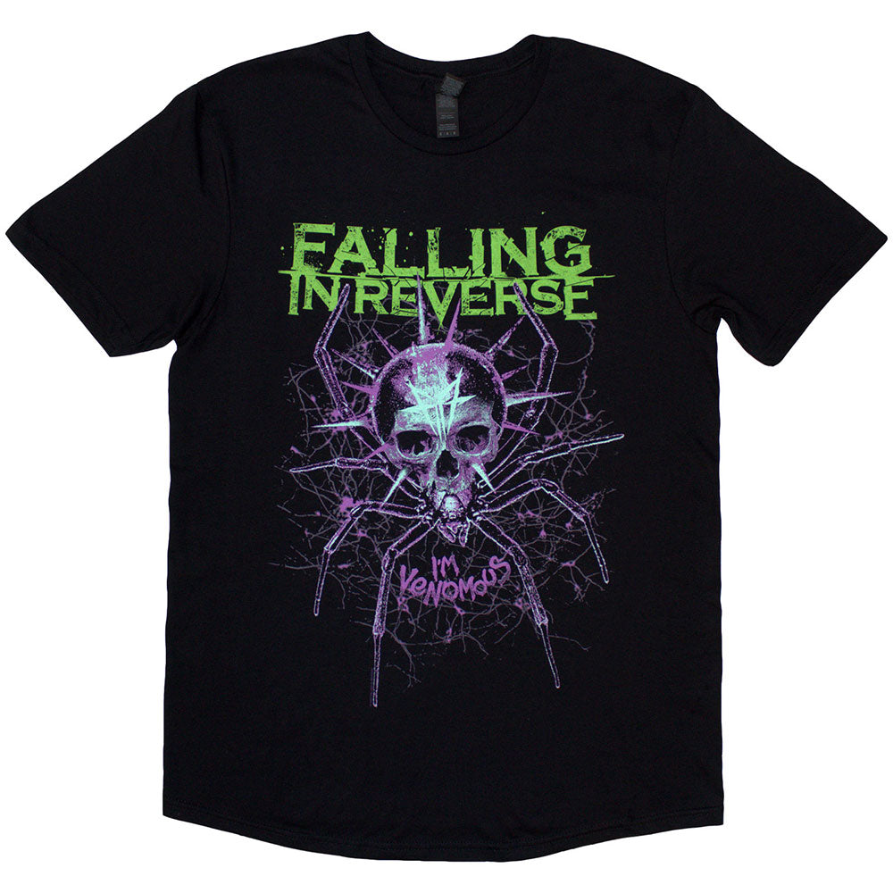 Black t-shirt with a spider graphic, likely for the band Falling In Reverse.