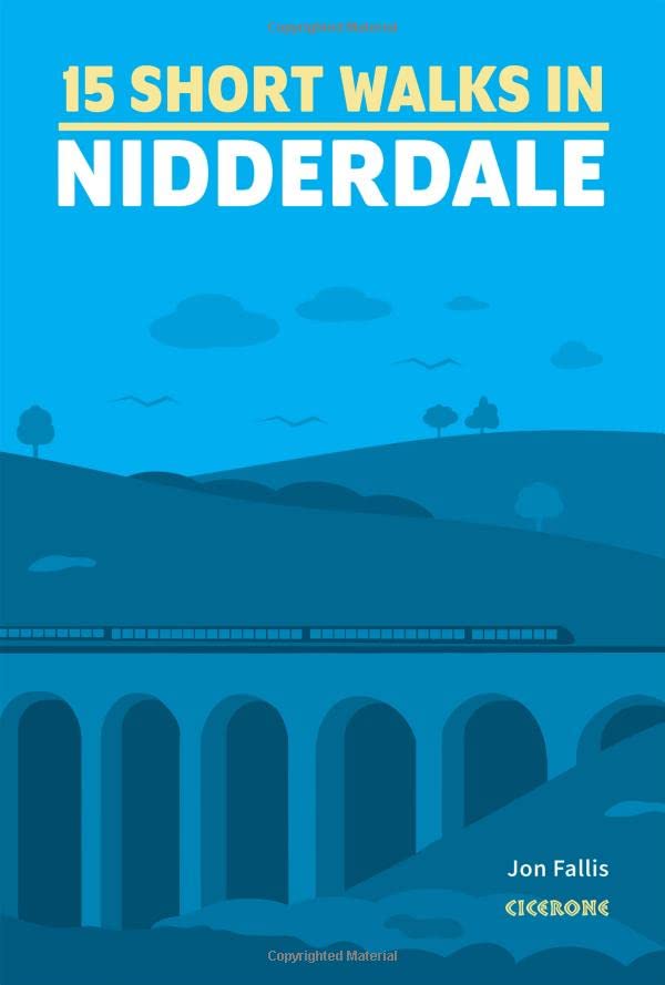 Book cover: "15 Short Walks in Nidderdale" with blue and green landscape.