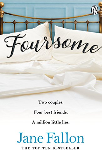 Book cover with messy bed, blue wall, and title "Foursome" in black script font.