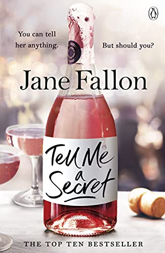 Book cover: pink champagne bottle with handwritten title "Tell Me a Secret".