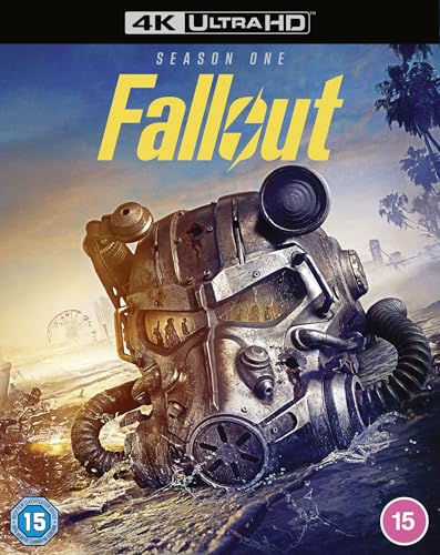 Fallout Season One 4K Ultra HD Blu-ray cover featuring a weathered power armor helmet.