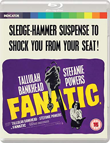 Fanatic" Blu-ray cover featuring a hand holding a knife and film stars' names.