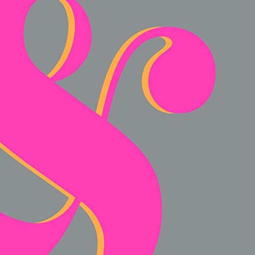 Abstract pink and orange swirls on a gray background.