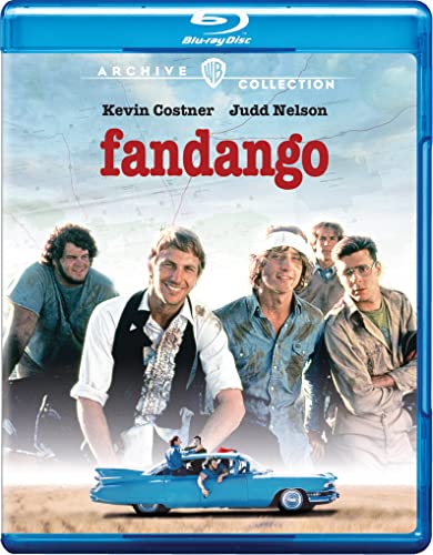 Blu-ray cover for Fandango featuring four men and a blue vintage car.