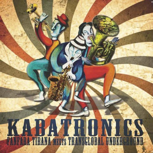 CD cover with stylized musicians playing brass and woodwind instruments.