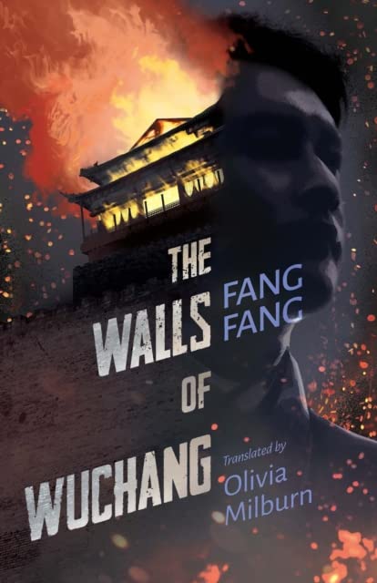 Book cover with a silhouetted face, ancient building, and fiery background.
