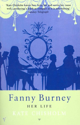 Book cover: Silhouette of figures in a parlor, title "Fanny Burney.