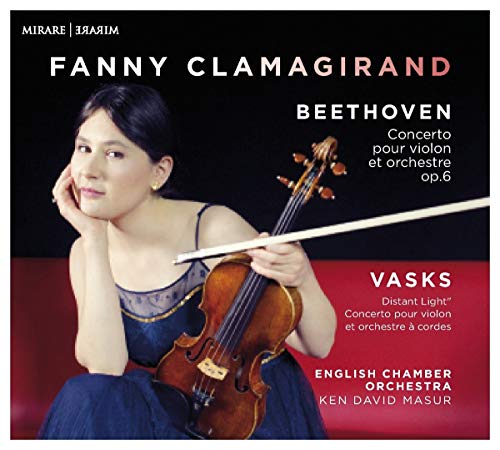 CD cover featuring violinist Fanny Clamagirand and a violin.