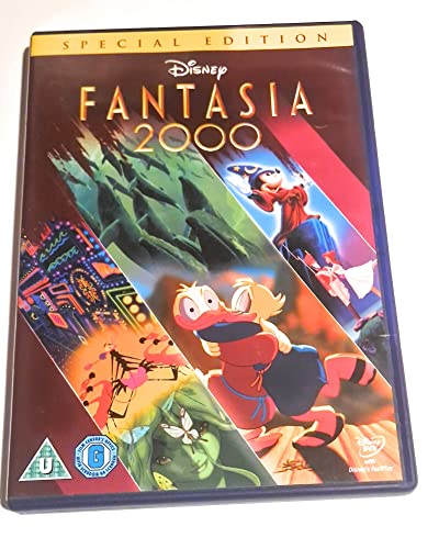 Fantasia 2000" DVD cover with colorful animated scenes and Disney logo.