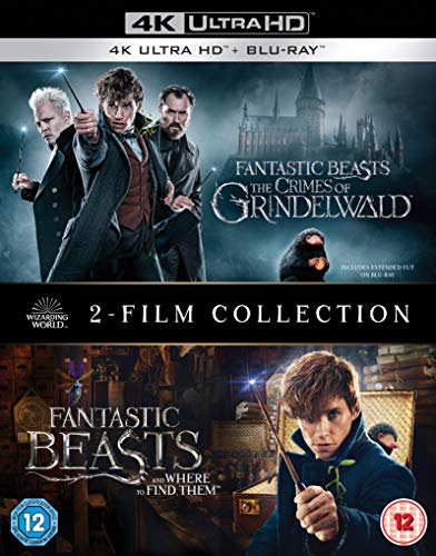 Fantastic Beasts" 2-film Blu-ray collection cover with characters and castle imagery.