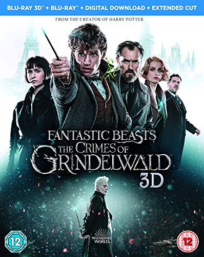Blu-ray cover art for Fantastic Beasts: The Crimes of Grindelwald featuring the film's cast.