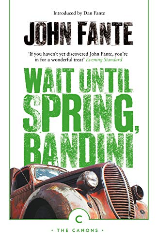 Book cover: “Wait Until Spring, Bandini” with a rusty red car.