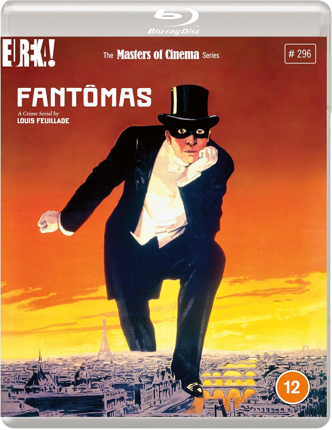 Fantômas Blu-ray cover: masked figure running over a Paris cityscape.