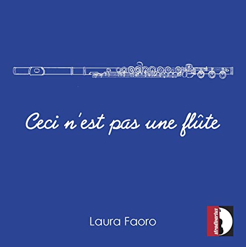 Blue album cover with a white flute drawing and text.