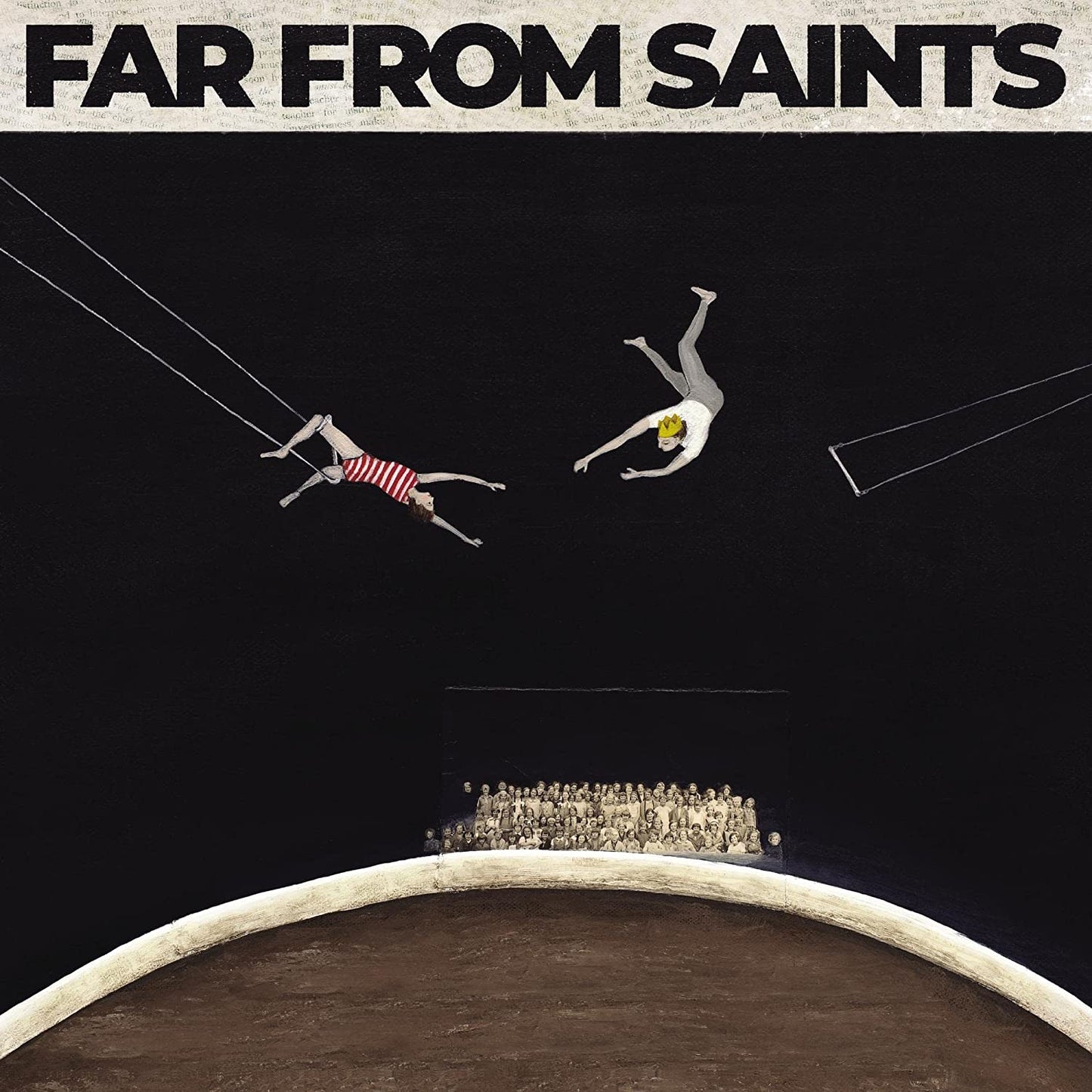 Album cover: two acrobats performing above a crowd in a circus ring.