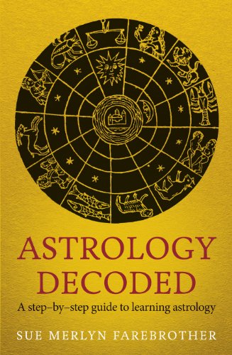 Yellow book cover with zodiac wheel design and "Astrology Decoded" title.