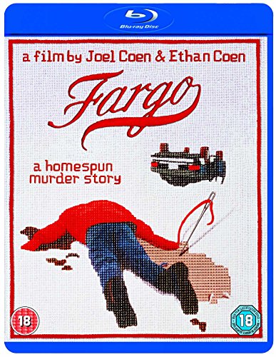 Fargo" Blu-ray cover with stitched imagery of a body and car.